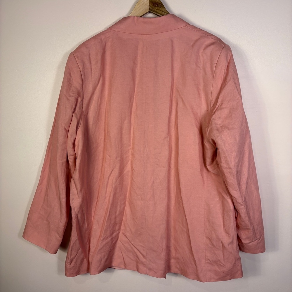 H&M Pink Linen Blend Double-Breasted Blazer Classic Office Minimalist - Picture 6 of 9